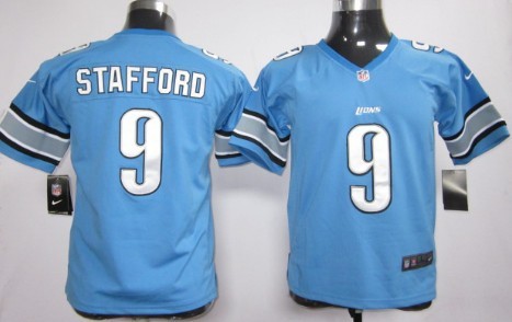 youth's Jerseys Detroit Lions 9 Matthew Stafford Light Blue Nike Game